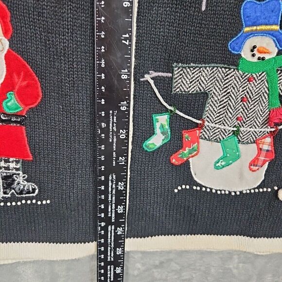 Designers Original Women's Lg Christmas Vest black multicolored  santa snowman - Picture 6 of 11